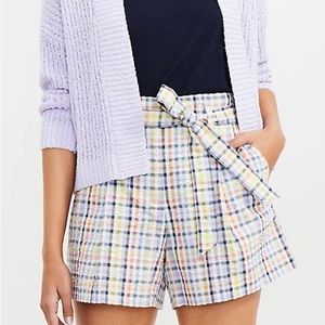 Loft ✨NWTs✨ paper bag shorts in plaid